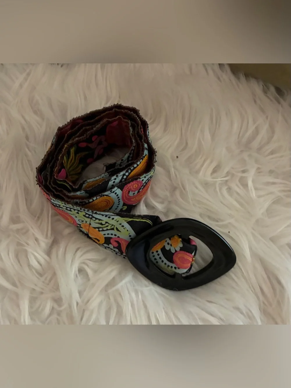 Bella Ba Colorful Paisley Fabric Belt‎ with Black Buckle
